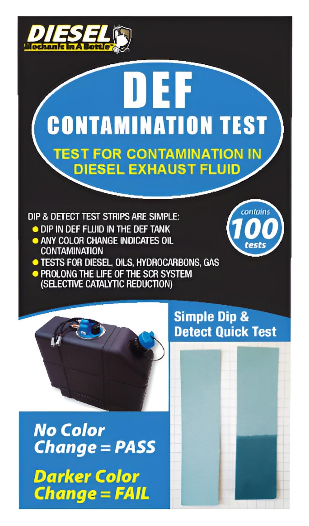 B3C Fuel Solutions strip being dipped into a DEF tank demonstrating fast on-site testing
