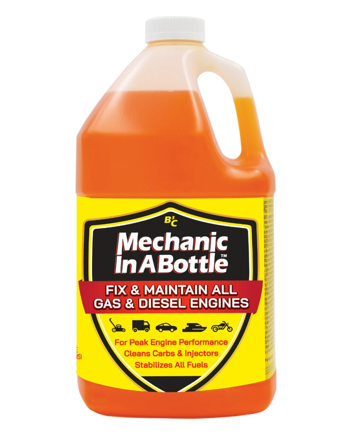 B3C Fuel Solutions gallon jug front view showing product and clear benefit: restores engines