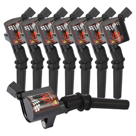 B4B BANG 4 BUCK DG508 front pack showing eight ignition coils, clear replacement benefit