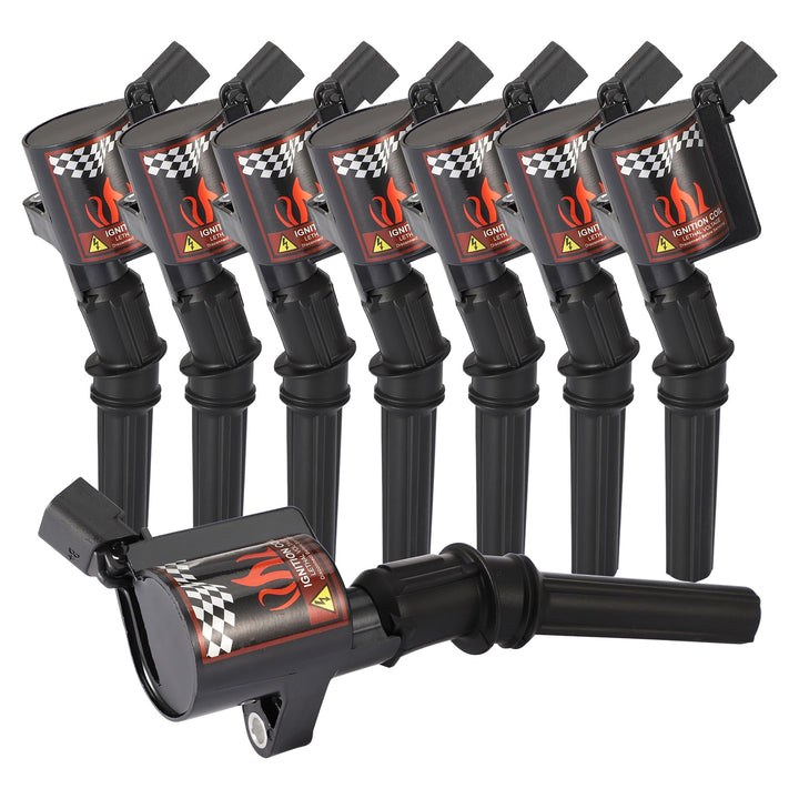 B4B BANG 4 BUCK DG508 front pack showing eight ignition coils, clear replacement benefit