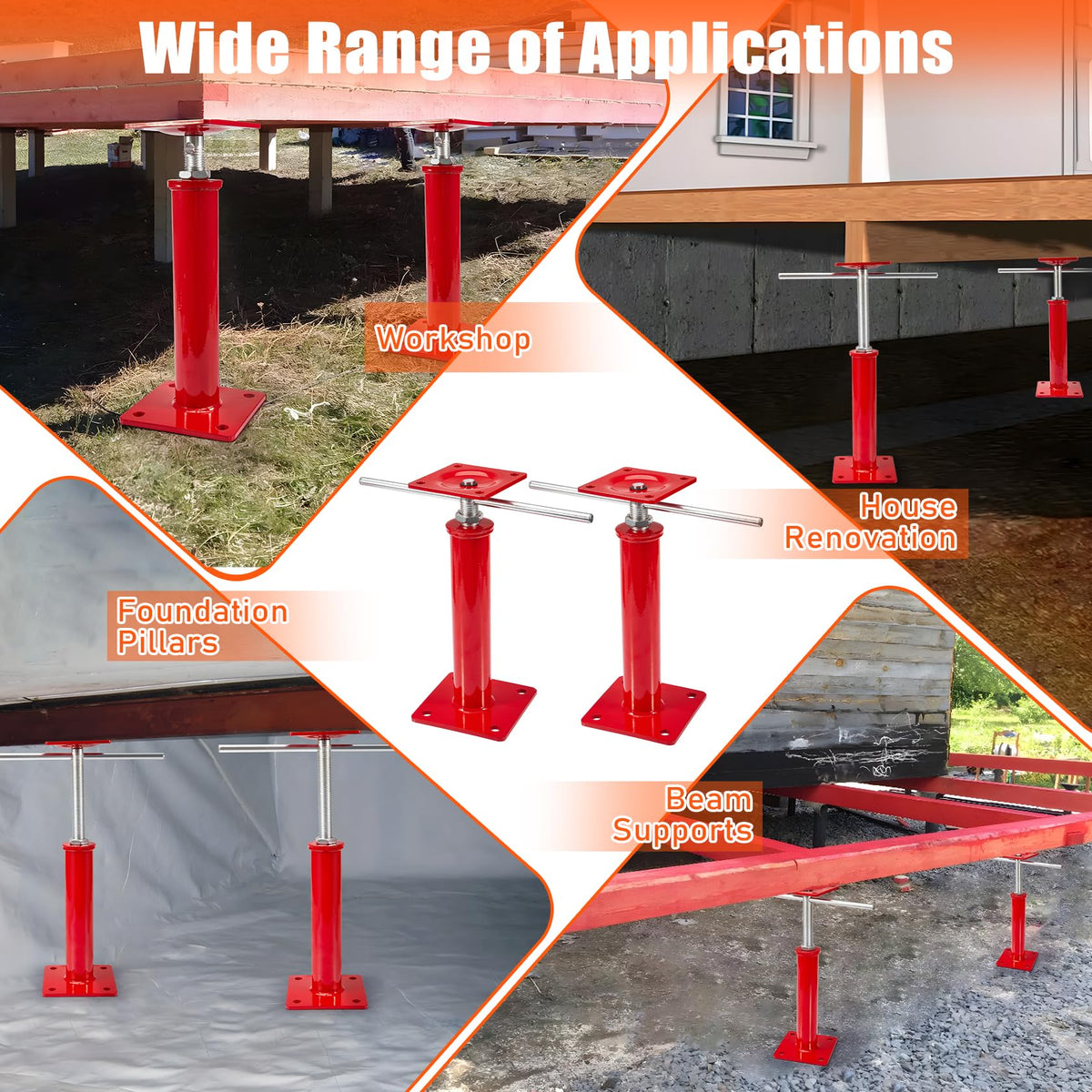 B4B BANG 4 BUCK jacks supporting a beam demonstrating temporary stability