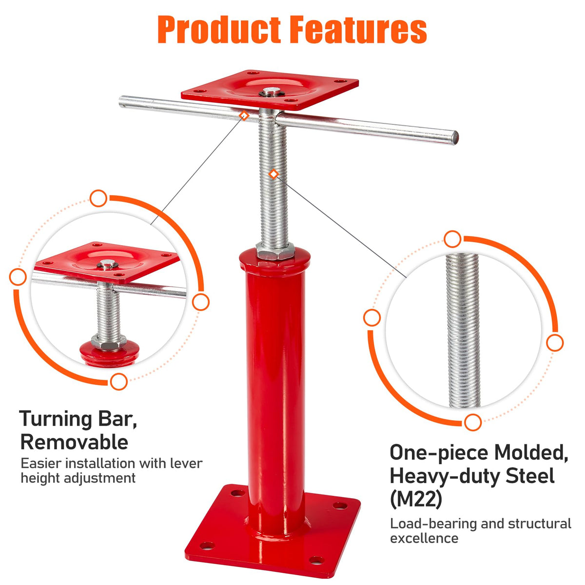 B4B BANG 4 BUCK jacks next to tape measure showing adjustable 11-16 inch range