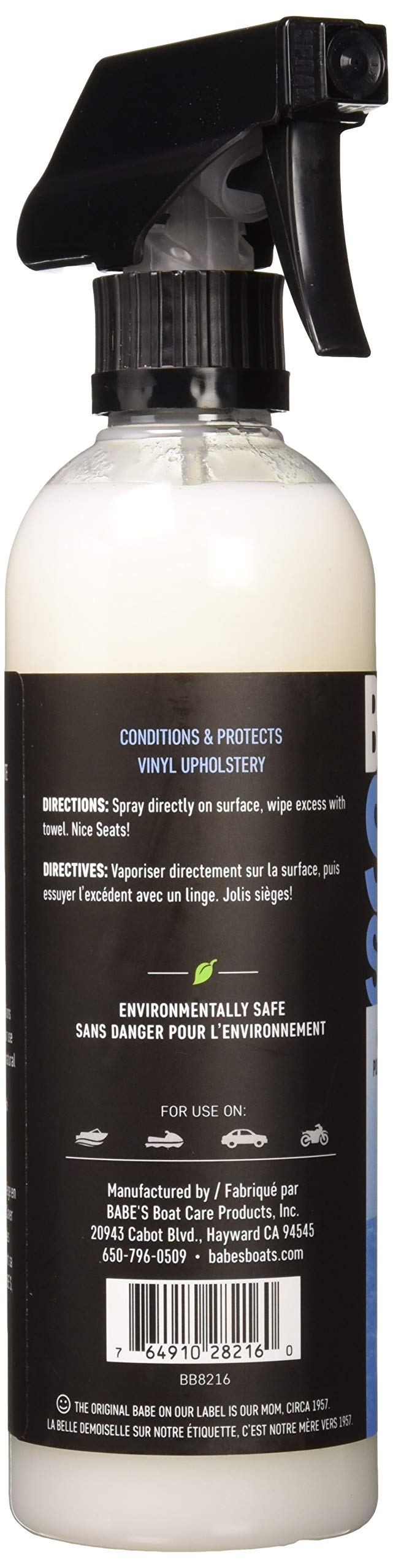 Babe's Boat Care close-up of conditioned vinyl texture demonstrating restored softness