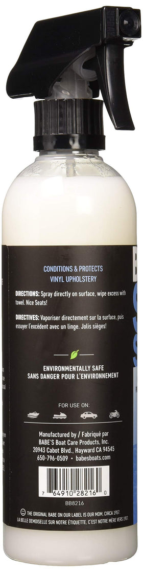 Babe's Boat Care close-up of conditioned vinyl texture demonstrating restored softness
