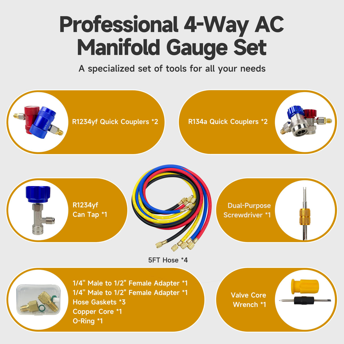 BACOENG self‑sealing can tap and adapters for secure refrigerant bottle access