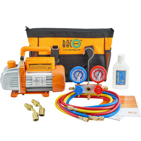 BACOENG front view of full kit showing pump, manifold, hoses and bag for easy transport
