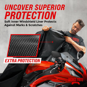 Badass Moto fabric close-up highlighting durable, waterproof material and tear resistance