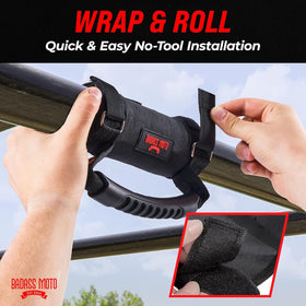 Badass Moto installed on a UTV roll bar showing quick tool-free installation