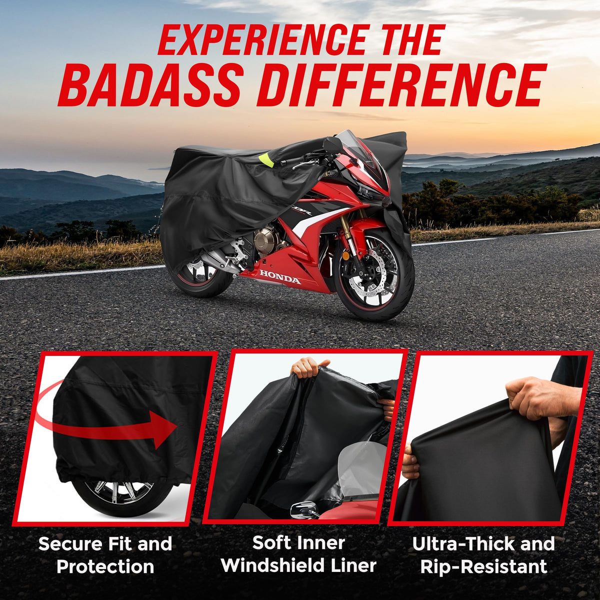 Badass Moto lock pocket with cable adding theft deterrence