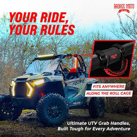 Badass Moto next to a hand showing scale and easy-grip size advantage