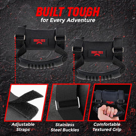 Badass Moto Velcro strap detail showing secure attachment and anti-slip hold