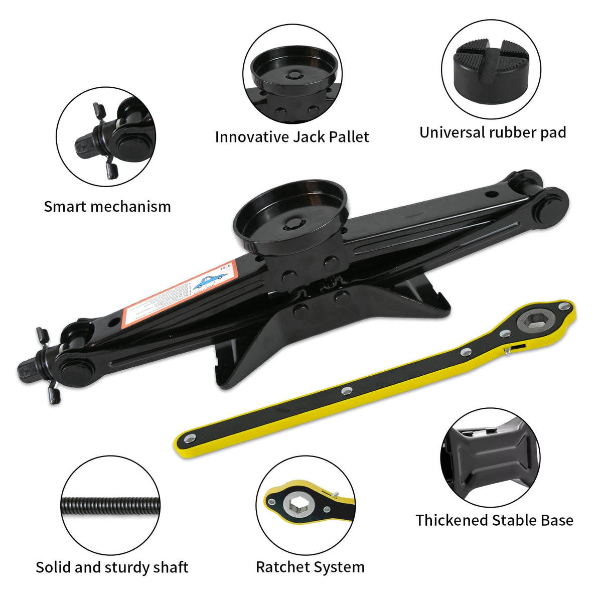 Baffixit jack lifting SUV side illustrating roadside use and dependable support