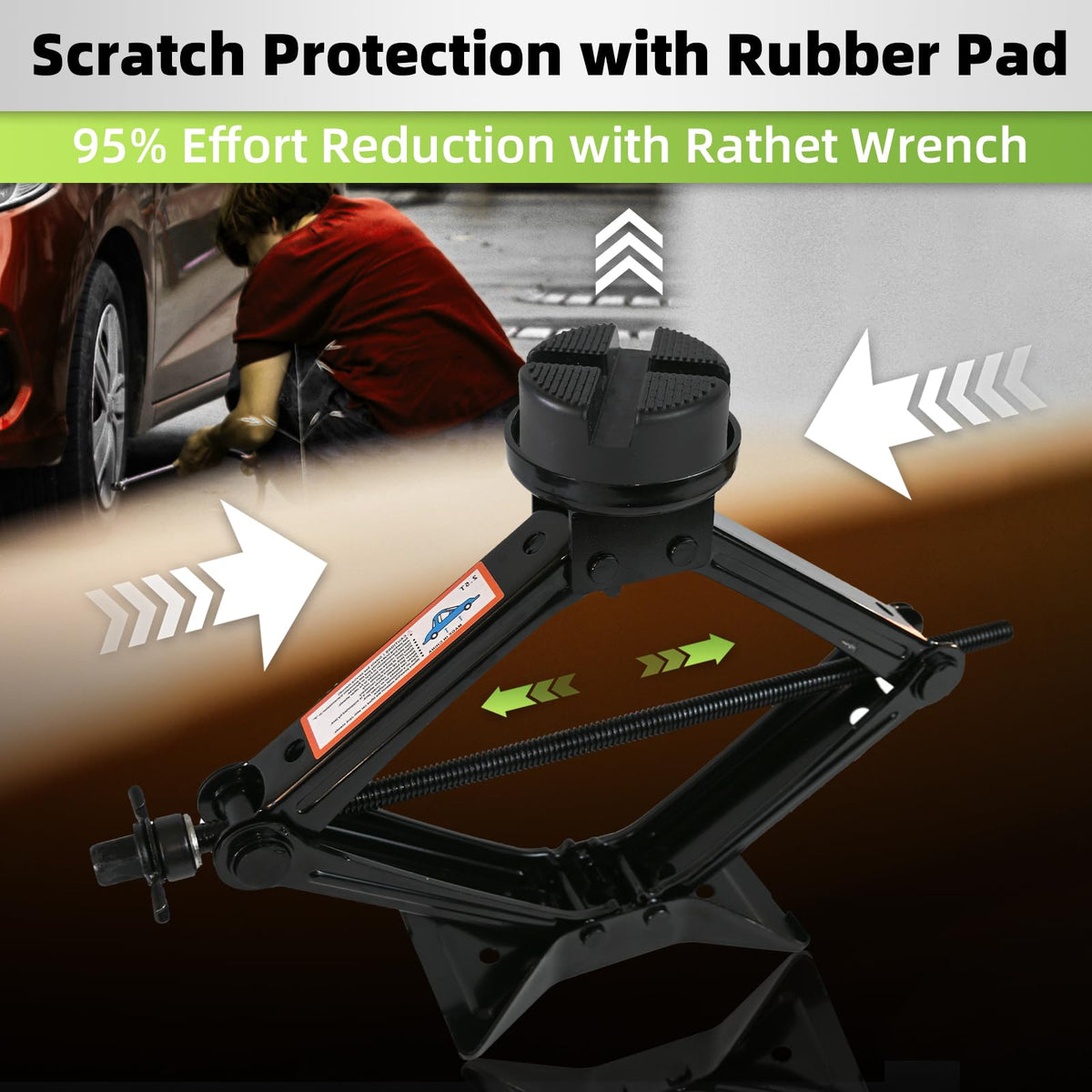 Baffixit lug wrench and ratchet detail offering better leverage for quick nut removal