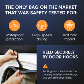 bagmate reinforced straps and UTX POM buckles showing secure anchoring on highways