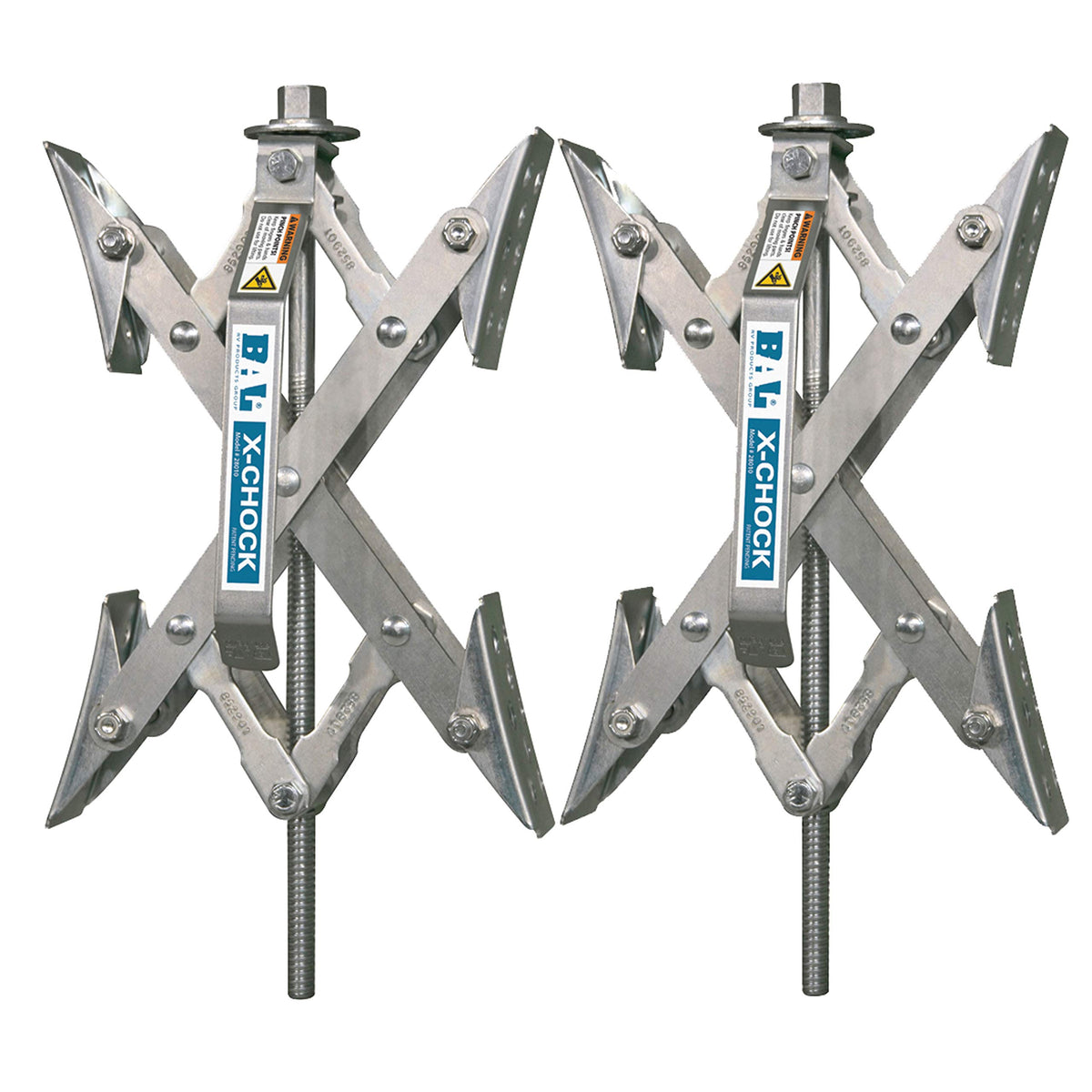BAL X-Chock front view showing paired chocks and compact form and durable finish
