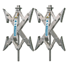 BAL X-Chock front view showing paired chocks and compact form and durable finish