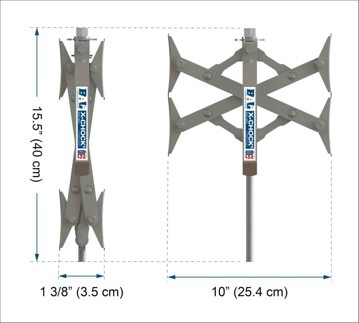 BAL X-Chock with included 3/4 inch ratchet wrench showing easy hand operation