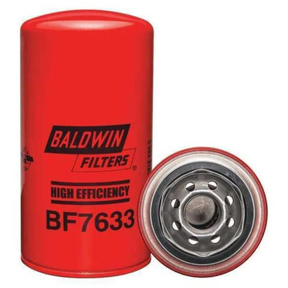 Baldwin BF7633 front view showing canister and label for dependable fuel protection