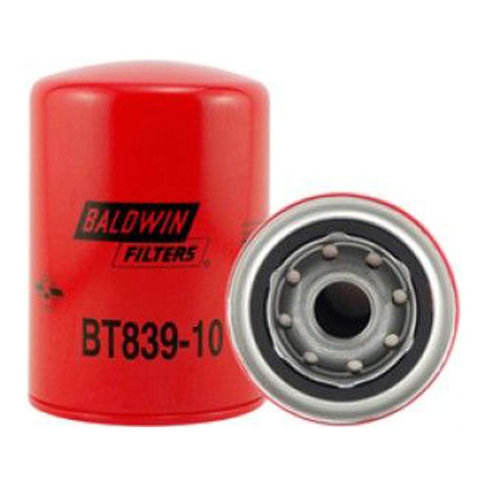 Baldwin hydraulic filter front view, clear label for correct fit and reliable protection