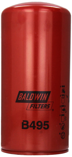 Baldwin oil filter held in hand to show size and easy installation benefit