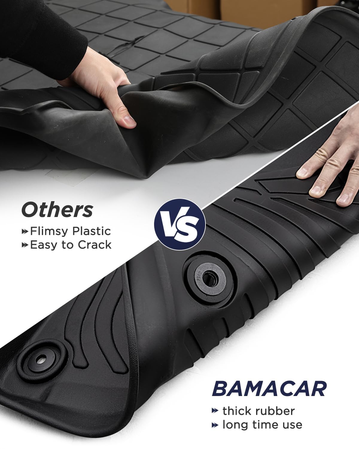 BAMACAR passenger mat demonstrating edge lip and coverage benefit