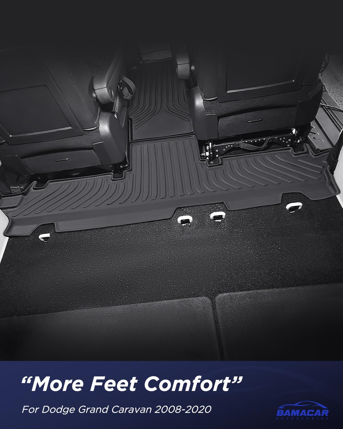 BAMACAR mats installed in Dodge Grand Caravan showing full-coverage benefit