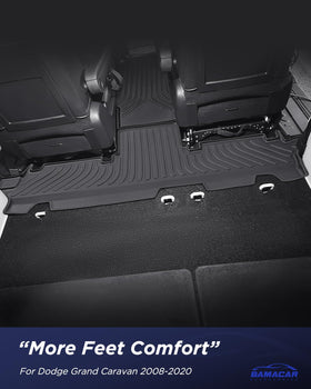 BAMACAR mats installed in Dodge Grand Caravan showing full-coverage benefit