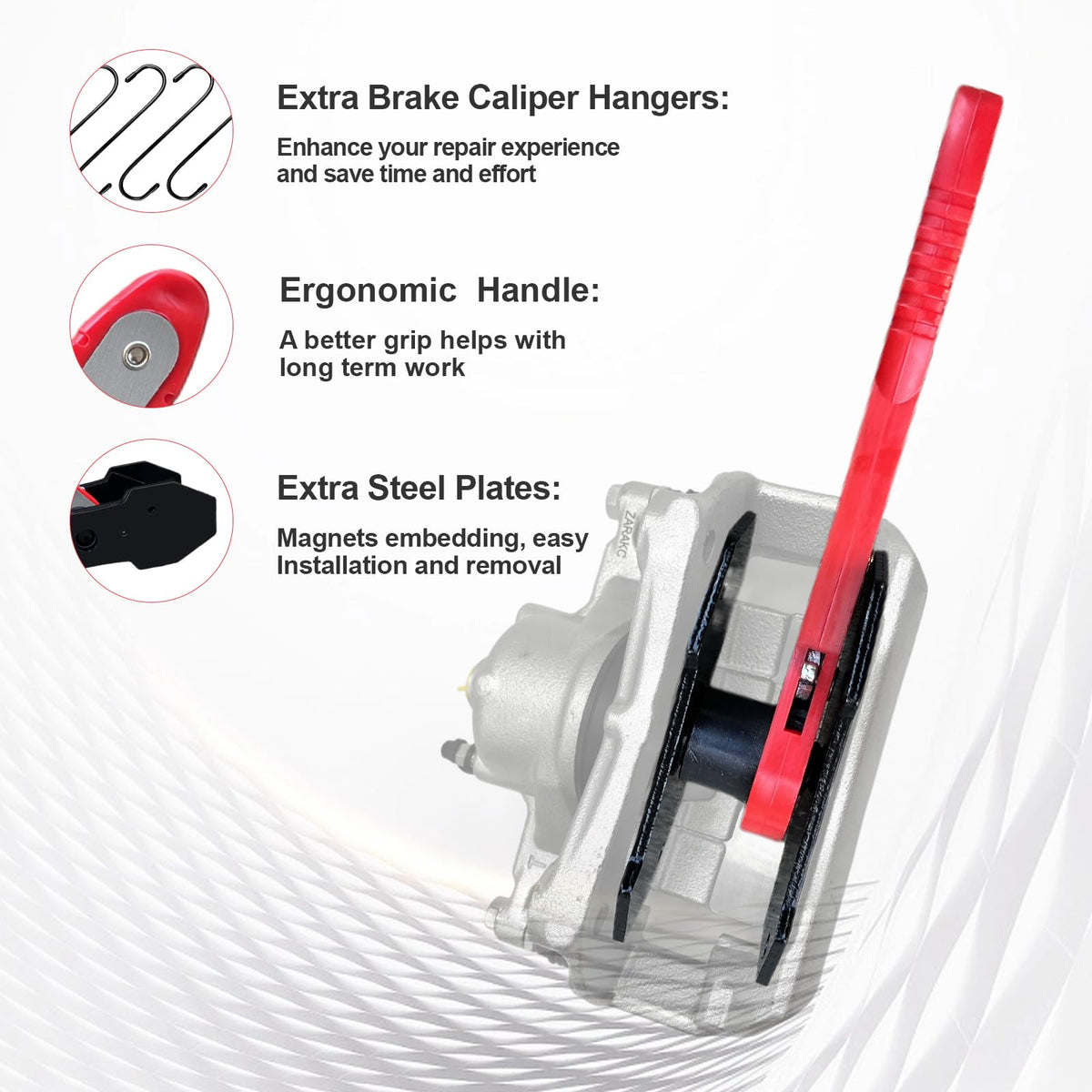 BamStriveboo tool compressing a caliper piston on a car demonstrating controlled retraction