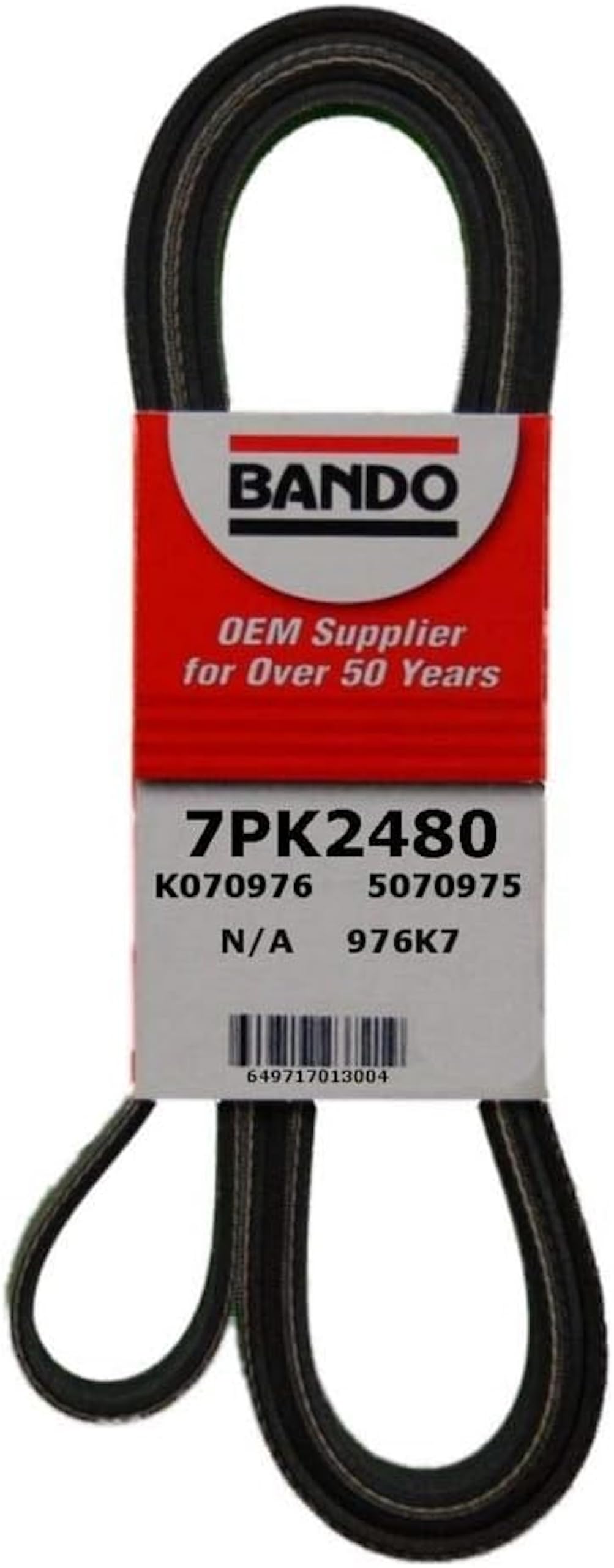 bando 7pk2480 front packaging showing brand and part number for correct replacement