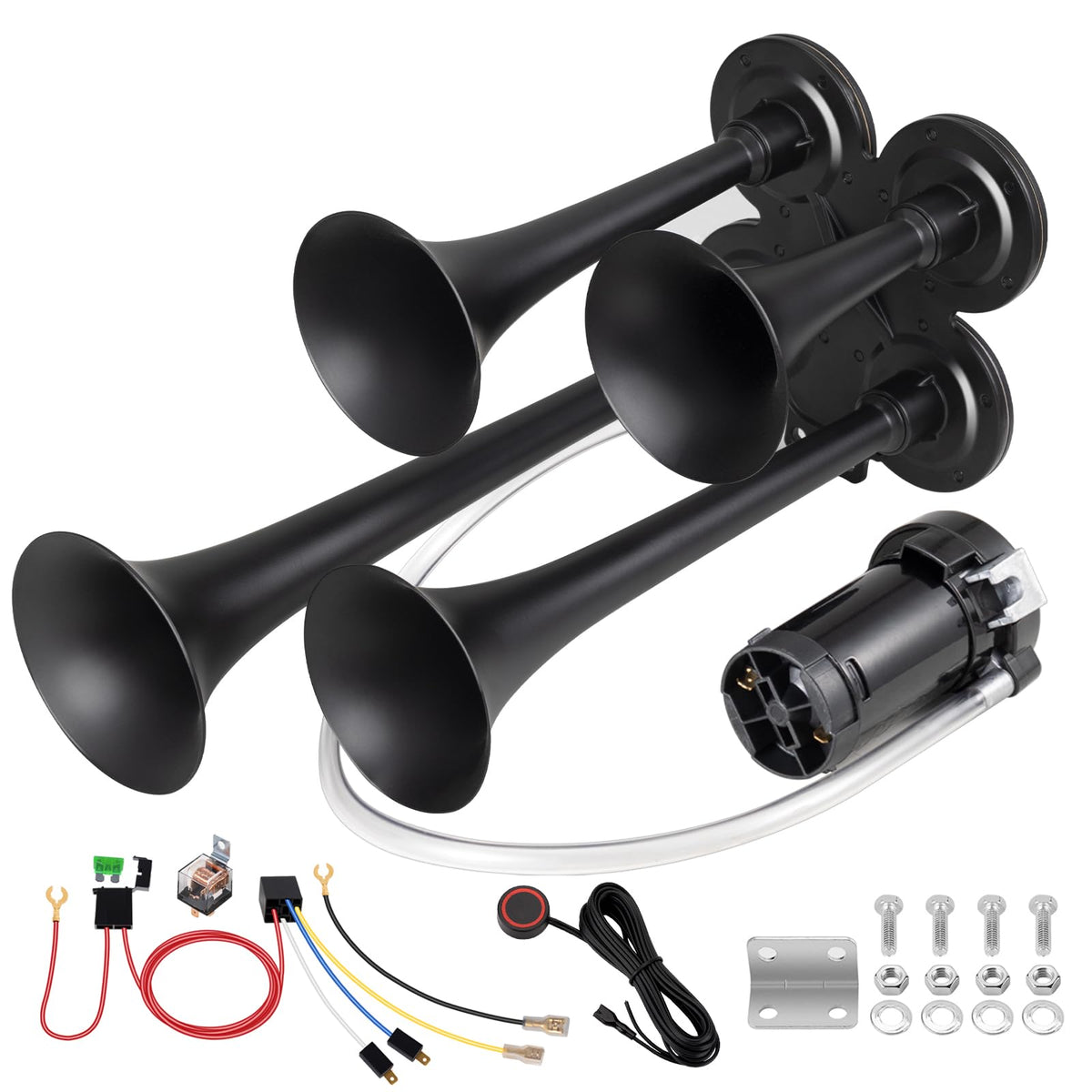 banhao front view of 4-trumpet horn showing bold design and powerful presence
