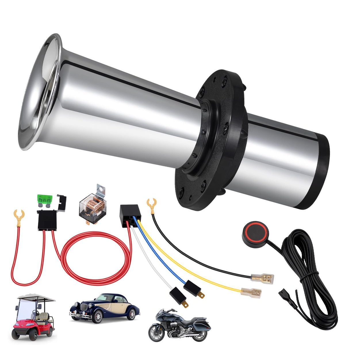 banhao front view chrome horn showing retro styling and clear road recognition
