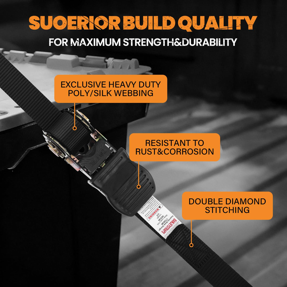 BANJEYSTRAPS webbing texture detail showing reinforced polyester for abrasion resistance