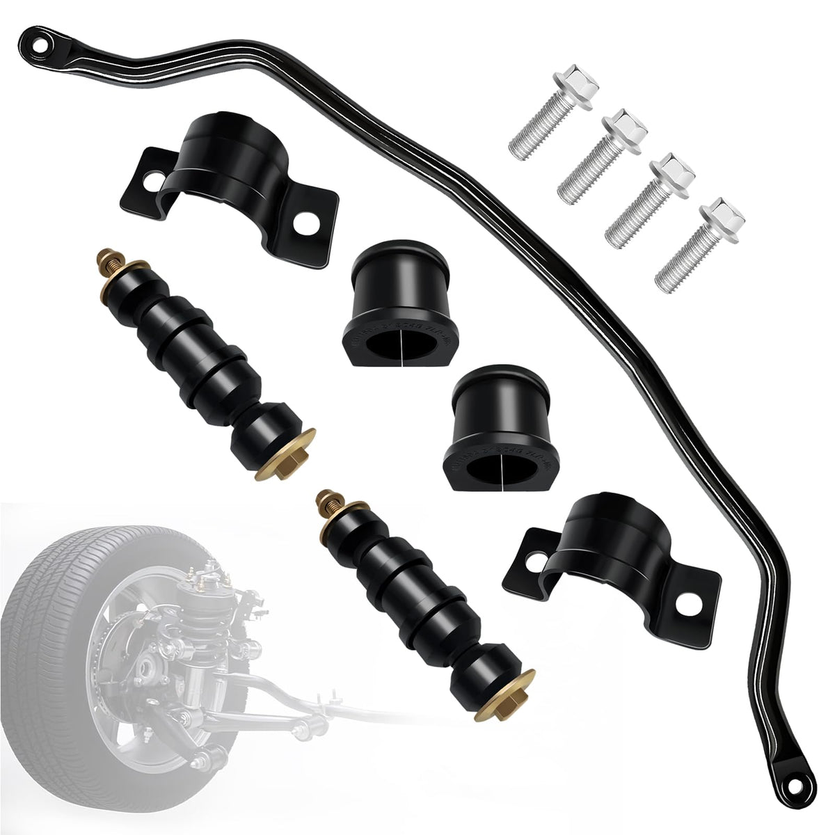 bansdans front sway bar full assembly showing complete kit and improved handling