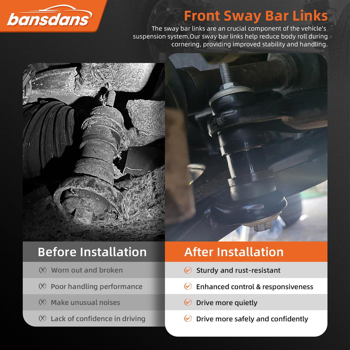 bansdans packaged kit with screws and hardware for easy bolt-on replacement