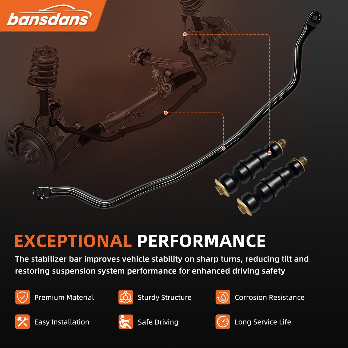bansdans sway bar end link detail for precise steering feedback