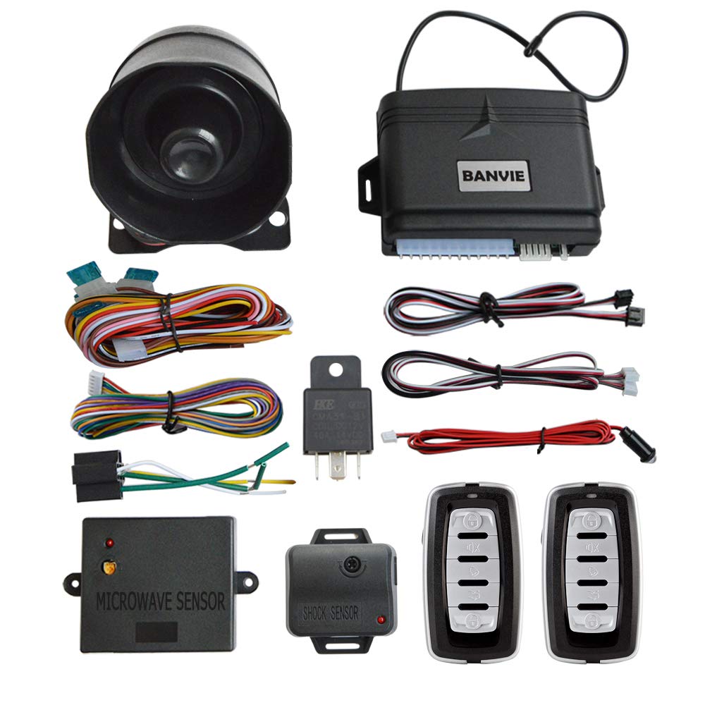 BANVIE front kit showing main alarm module and accessories for quick setup