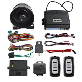 BANVIE front kit showing main alarm module and accessories for quick setup