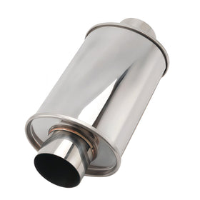 BaoHuaSun front view resonator muffler showing compact shape and quieter ride benefit