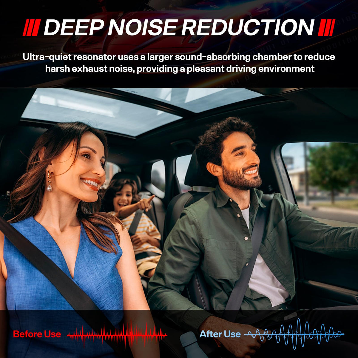 BaoHuaSun mounted under vehicle lifestyle image demonstrating reduced cabin noise benefit