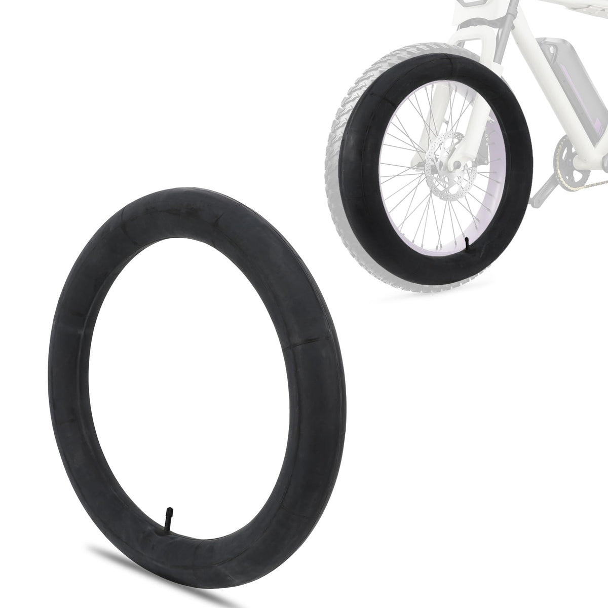 BAOUFF inner tube front view showing full 20x4.0 profile and fit benefit
