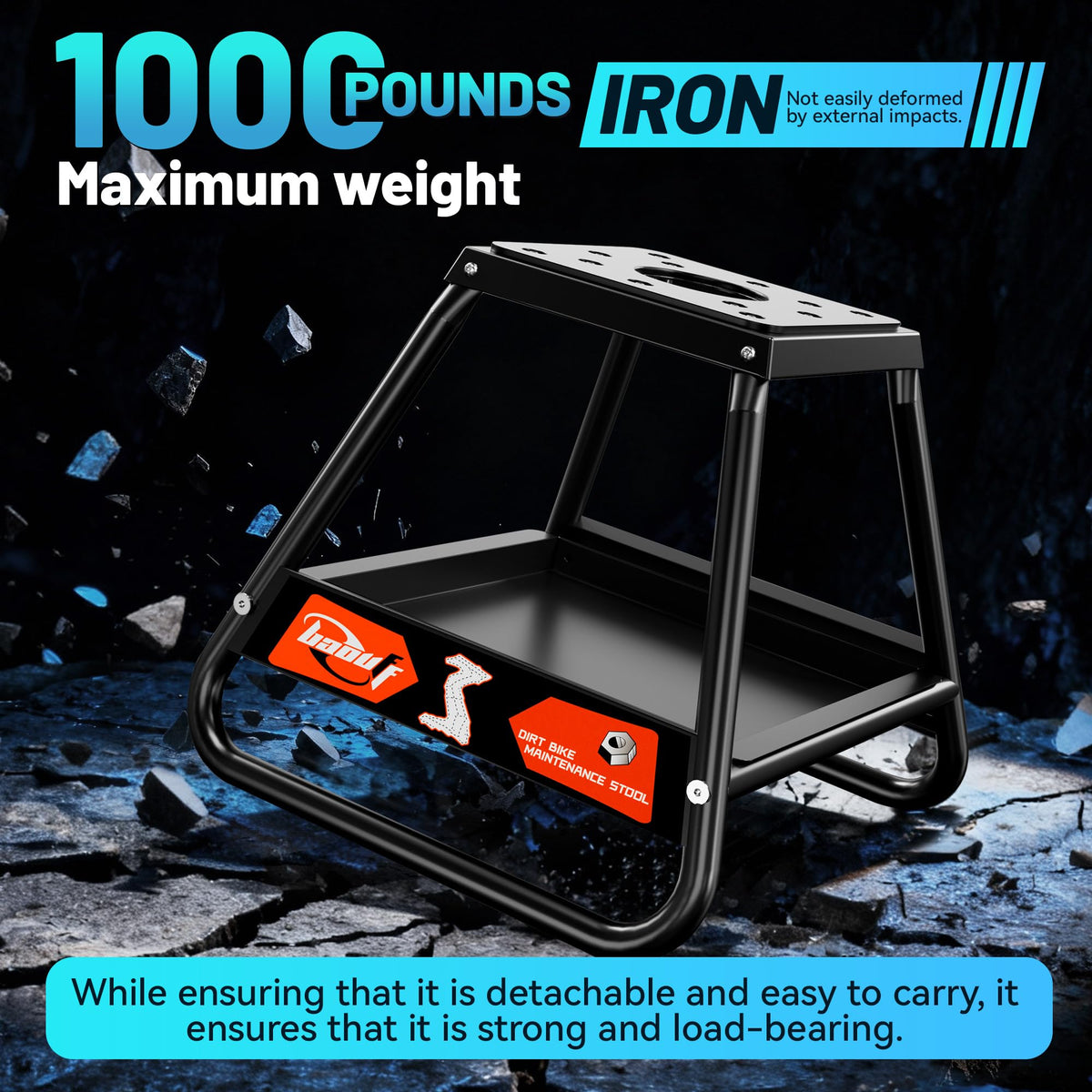 BAOUFF iron frame weld close-up showing sturdy construction and durability