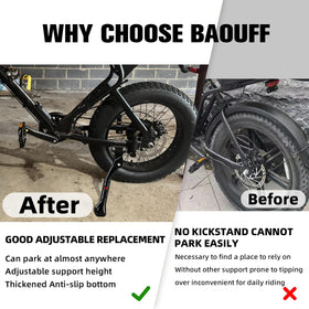 BAOUFF kickstand mounted on MACFOX X1S demonstrating fitment and stable parking