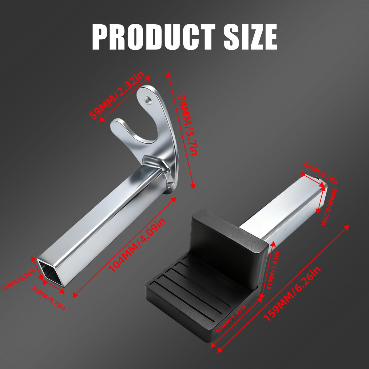 BAOUFF U-shaped adapter close-up highlighting iron strength benefit