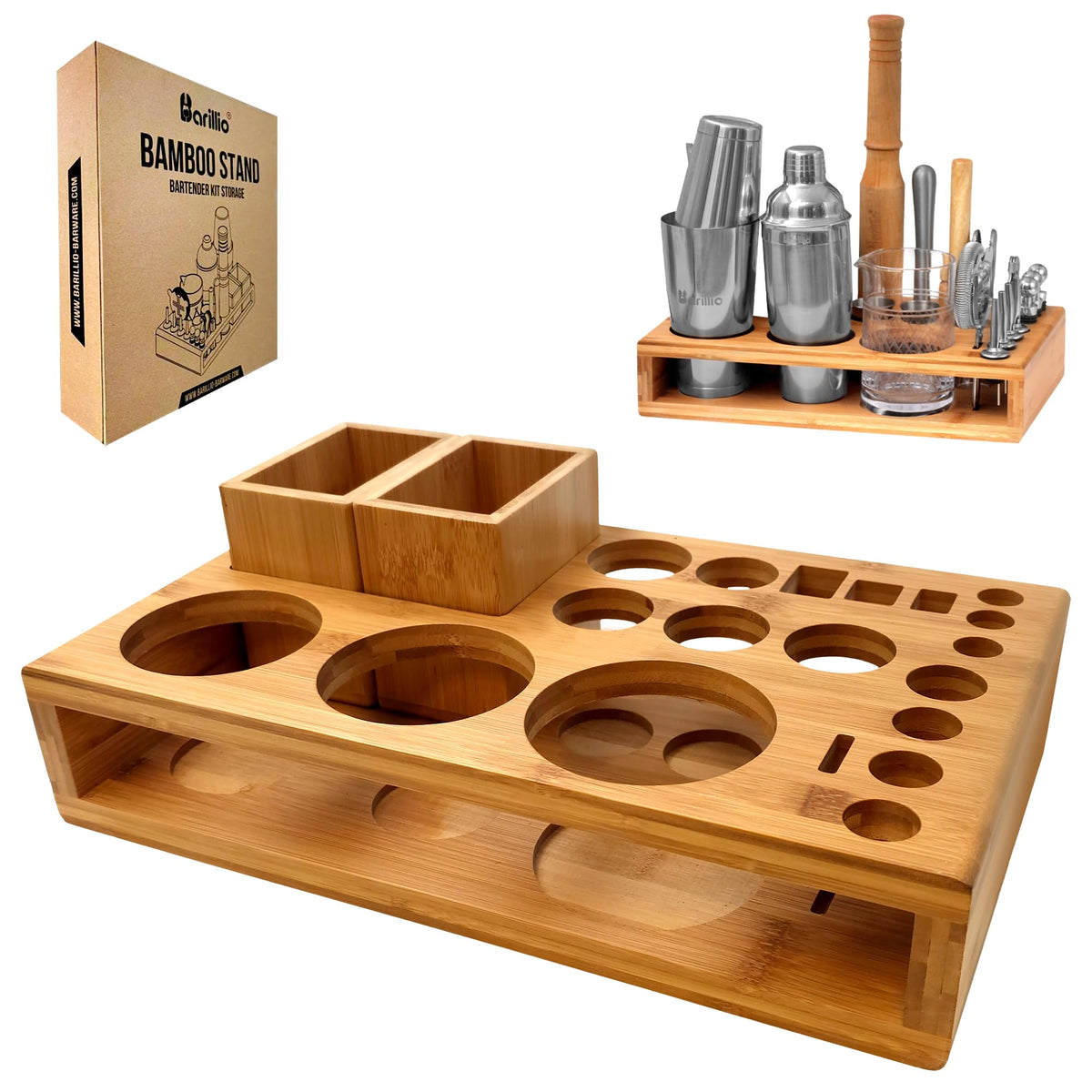 barillio front view bamboo stand showing organized tool storage and easy access