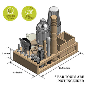 barillio side profile with shaker demonstrating stable upright shaker storage