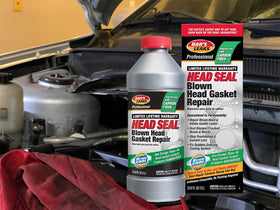 Technician using Bar's Leaks HG-1 roadside to repair coolant leak quickly