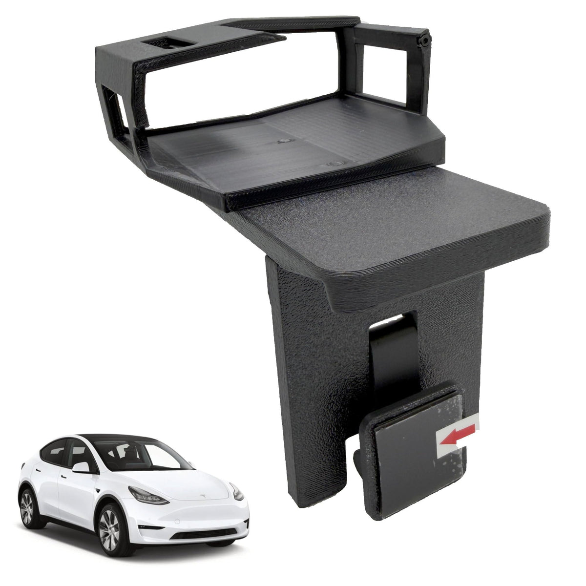 Bartallama3D front view on Tesla center screen showing secure detector hold