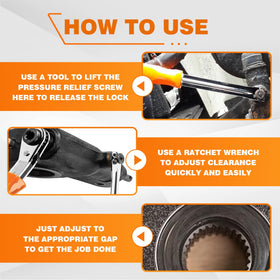 BARTOO wrench and fork positioned by brake assembly for faster servicing