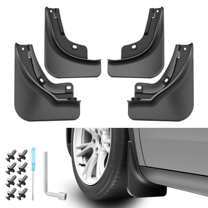 Basalt bodywork mud flap front left mounted on Model Y showing sleek protection