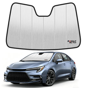 BasaltAuto front packaging showing Corolla-specific visor and storage bag for easy identification